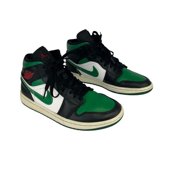 Nike Air Jordan 1 Mid Pine Green Toe Black Pine White Size 9 - Picture 1 of 9